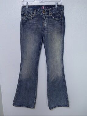 7 For All Mankind Dojo Bootcut Jeans Women’s Size 25 Medium Wash Studded  Y2K